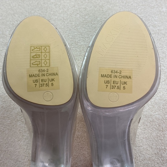 Mackinj Transparent Open Toe 4.5” Block Heel Size 7 - Picture 9 of 12